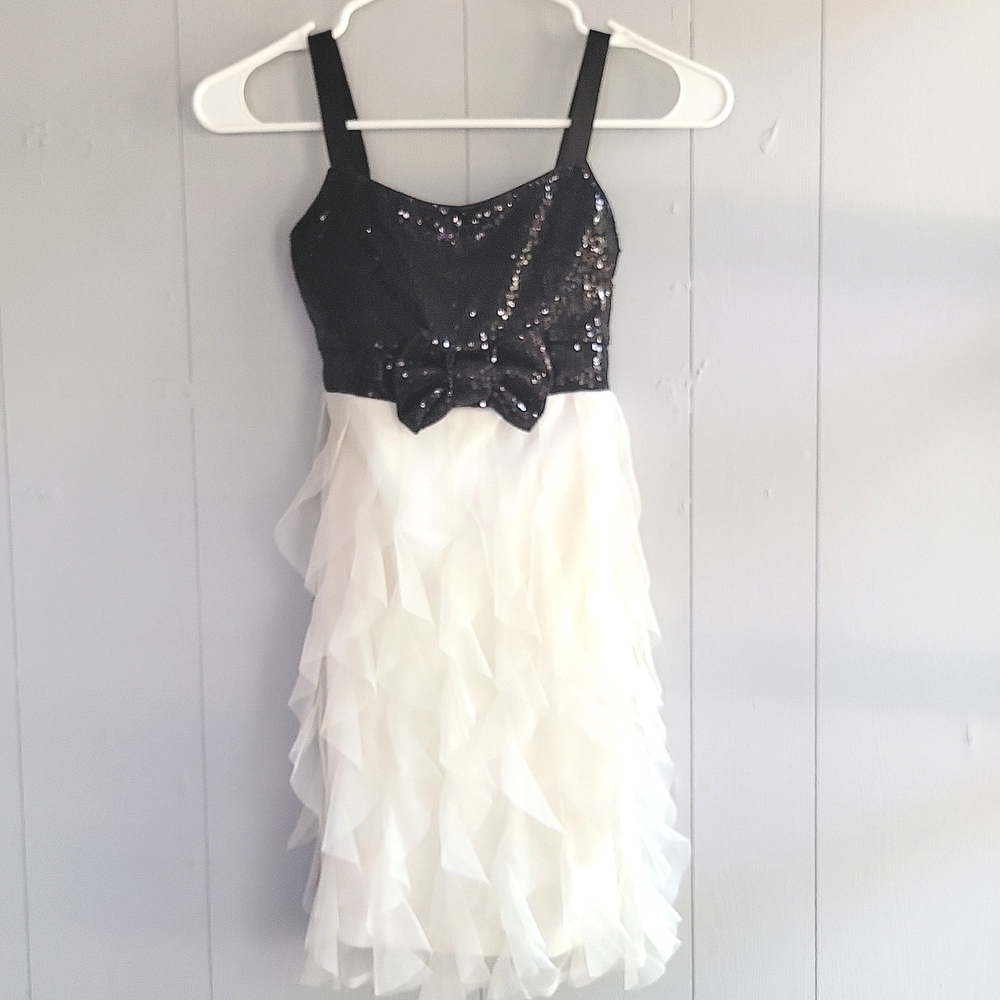 Justice Black & White Ruffled Sleeveless Party Dress